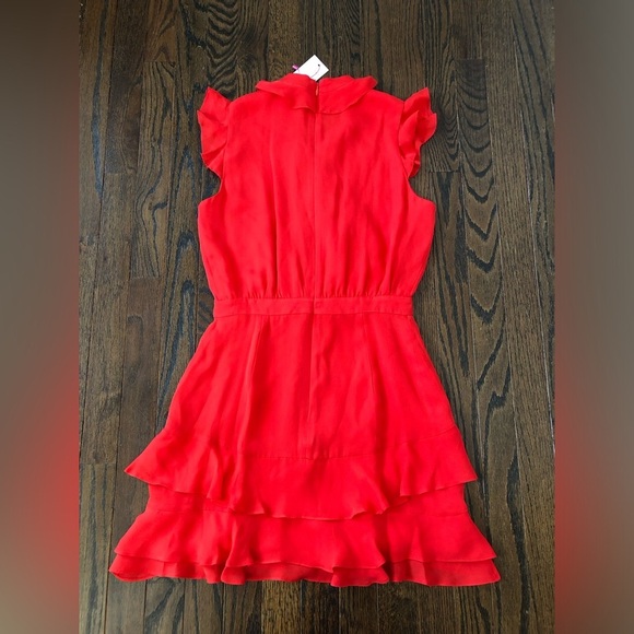 Parker Women’s 0 Tangia 100% Silk Ruffled Tiered Mini Dress in Red Flare - NWT! - Picture 14 of 15